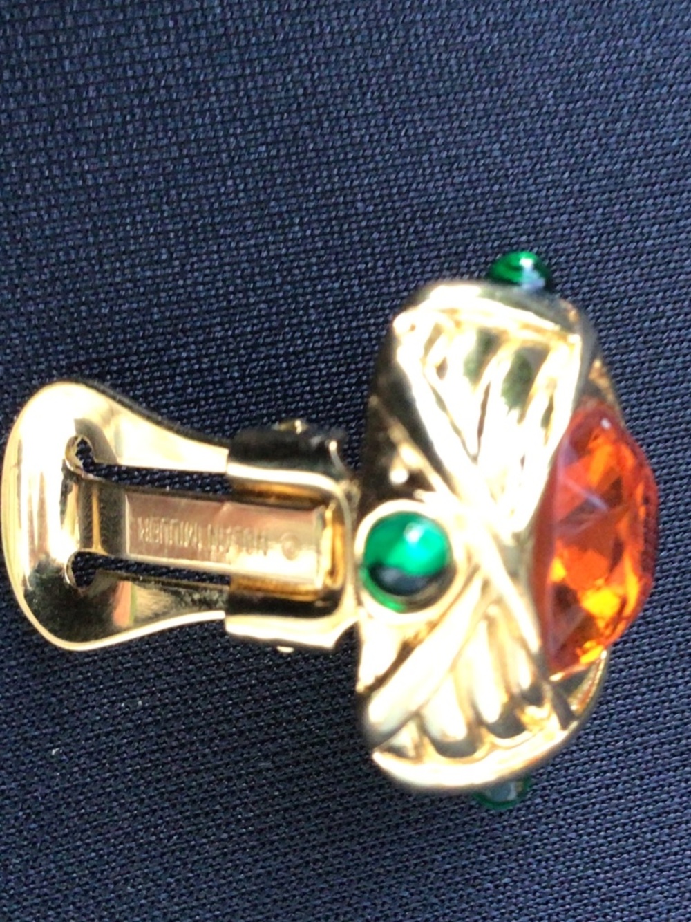 Vintage Nolan Miller Faux Topaz and Green Accents Button Clip On Earrings - Picture 12 of 16